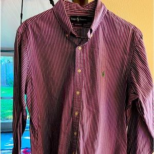 Long sleeve Polo button down dress shirt by Ralph Lauren. Custom fit. XL.
